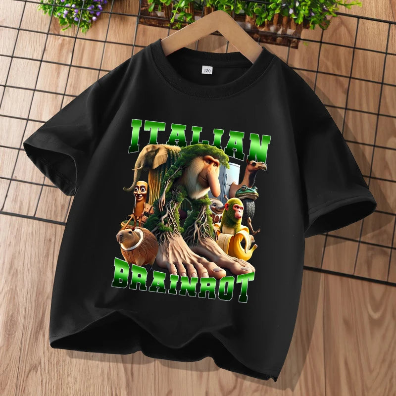 Brainrot T-shirt Børn – Sjovt Meme Print
