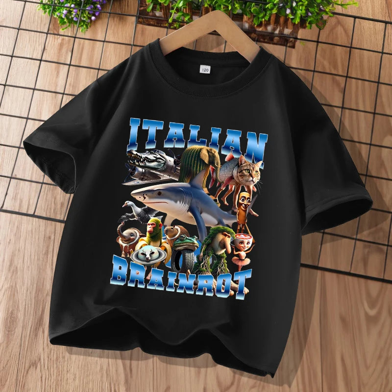 Brainrot T-shirt Børn – Sjovt Meme Print