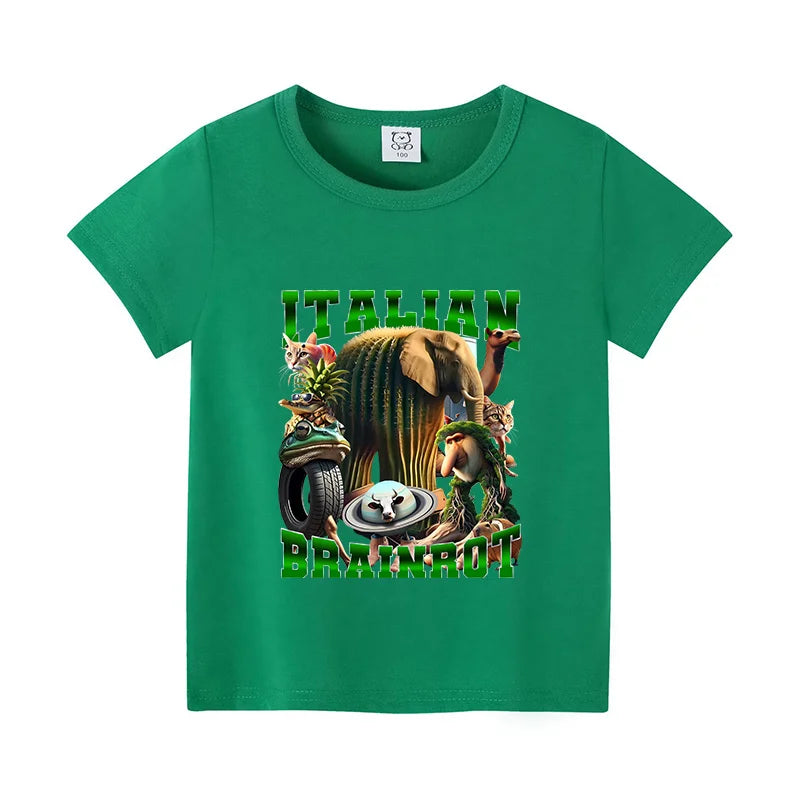 Italian Brainrot Grøn Børne-T-shirt