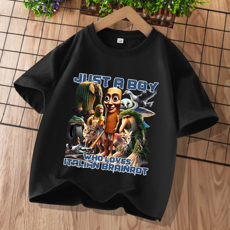 Brainrot T-shirt Børn – Sjovt Meme Print