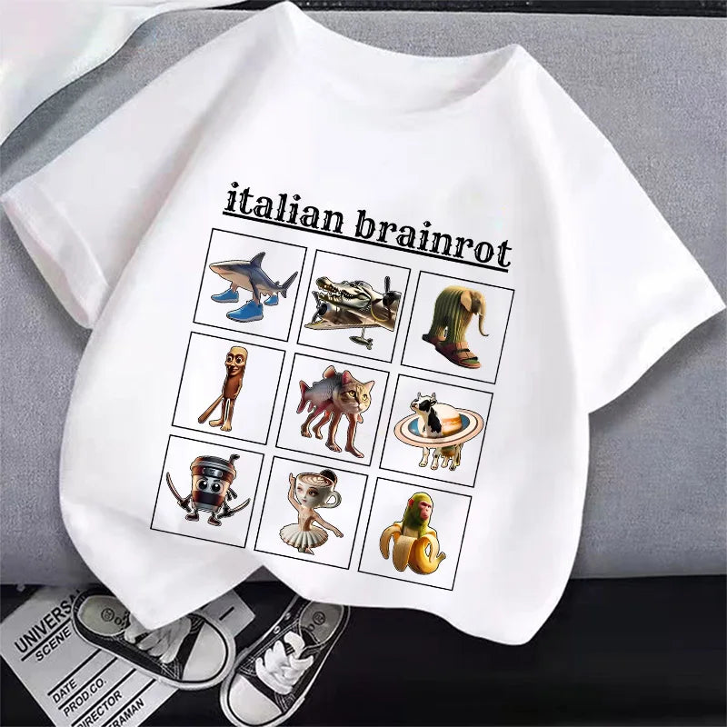 Brainrot T-shirt Børn – Sjovt Meme Print