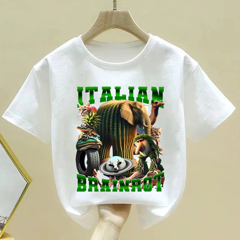 Brainrot T-shirt Børn – Sjovt Meme Print