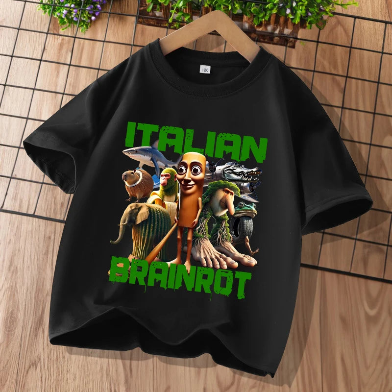 Brainrot T-shirt Børn – Sjovt Meme Print